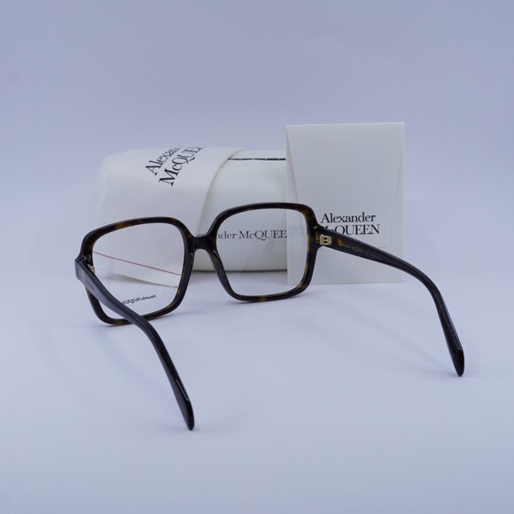 Alexander McQueen AM0286O 002 Square Eyeglasses 55mm - Havana - Picture 7 of 11